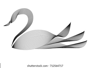 Vector illustration and art. Line elegant swan.