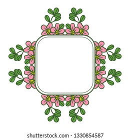 Vector illustration art pink flower frame elegant with greeting card hand drawn