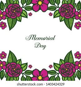 Vector illustration art of purple rose bouqet frame for template of memorial days