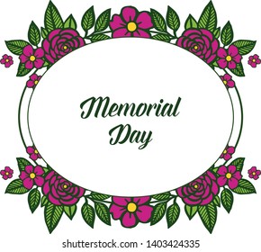 Vector illustration art of purple rose bouqet frame for template of memorial days