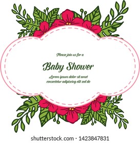 Vector illustration art red wreath frame for card baby shower