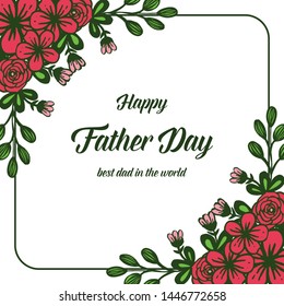 Vector illustration art red wreath frame with card design happy father day