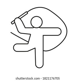 Vector illustration of art of rhythmic gymnastics Lifestyle icons set female silhouettes of gymnasts.