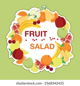 vector illustration, art, round, fruits, round, patch