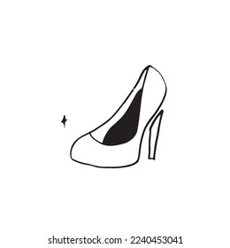 Vector Ilustración arte, zapatos, arte de compras, dibujo a mano, concepto de color blanco y negro