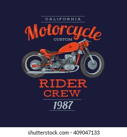 vector illustration art of stylish lettering motorcycle design. Graphics for t-shirt vintage design, bike club. Vector print on clothes.
