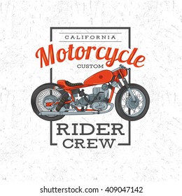 vector illustration art of stylish lettering motorcycle design. Graphics for t-shirt vintage design, bike club. Vector print on clothes.
