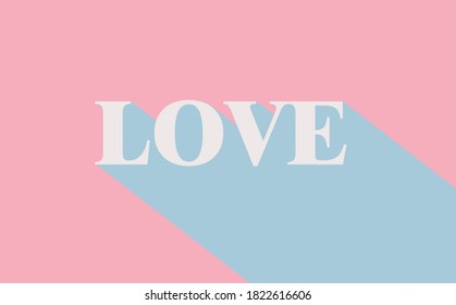 Vector illustration  for art work magazines. The word "Love" with drop-shadow. 