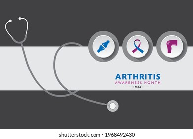 Vector Illustration of  Arthritis Awareness Month observed each year in May. it is a common condition that causes pain and inflammation in a joint. 