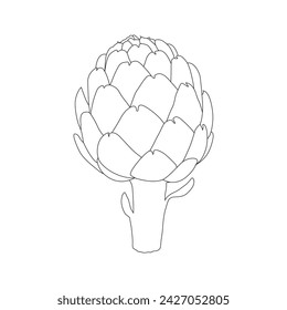 Vector illustration of artichoke vegetable line art. Vegetable sketch style. Flat icons artichoke isolated on a white background