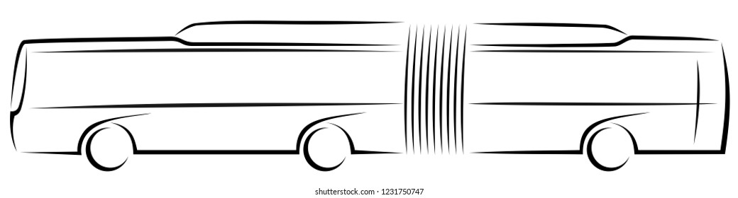 Vector illustration of an articulated city bus running on an alternative fuel as CNG, electricity or hydrogen with two axles