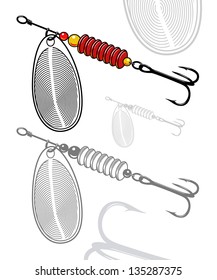 Vector illustration of artificial fishing lure  Isolated, grouped, transparent background. Easy to change the colors.