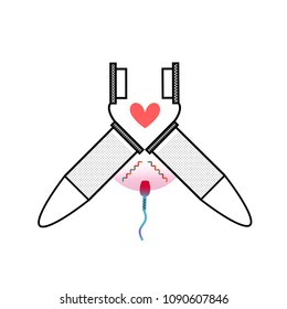 Vector illustration of artificial insemination. Extracorporeal fertilization icon. In vitro fertilization concept. Genetic materials, the egg and sperm