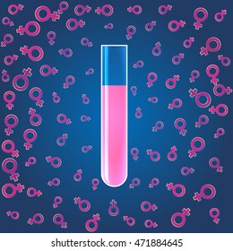 Vector illustration artificial insemination. In Vitro Fertilization in test tube ivf baby creation in laboratory. Plan sex of the IVF baby 