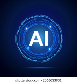 Vector illustration artificial intelligence background or AI logo blue futuristic technology 
