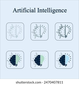 Vector illustration Artificial intelligence editable icon set template
