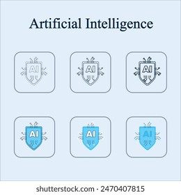 Vector illustration Artificial intelligence editable icon set template