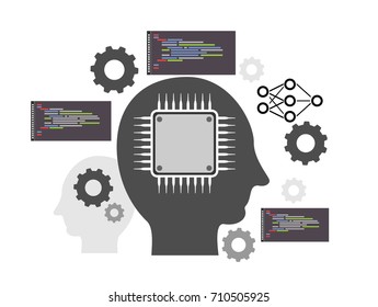 Vector Illustration of Artificial Intelligence and Machine Learning Concept