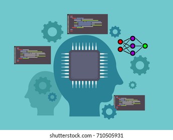 Vector Illustration of Artificial Intelligence and Machine Learning Concept