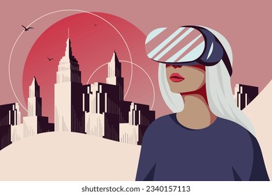 Vector illustration. Artificial intelligence, virtual reality, technology, game, background, landing page, wallpaper, website, application interface, web banner