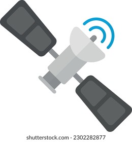 Vector illustration of an artificial satellite. Communications and satellite transmission of information.