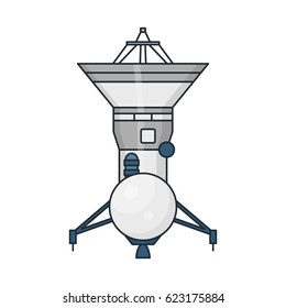 Vector illustration of an artificial satellite on white background. Space topic.