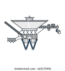 Vector illustration of an artificial satellite on white background. Space topic.