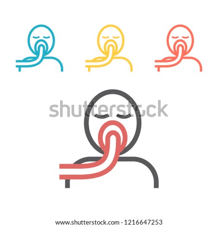 Vector illustration of artificial ventilation by airway medical. Line icon
