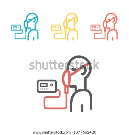 Vector illustration of artificial ventilation by airway medical. Line icon