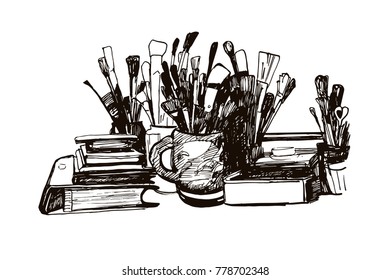 vector illustration of artist tools