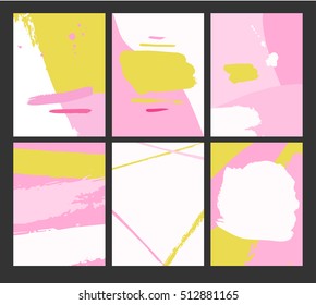 Vector illustration.Set of artistic creative universal cards. Modern posters.Hand drawn texture.Cards for invitations, greetings, brochures.