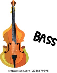 Vector illustration of an artistic double bass.