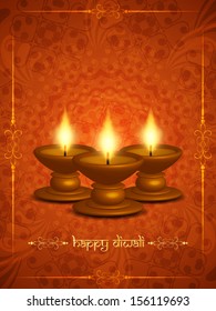 vector illustration of artistic elegant background design for diwali festival with beautiful lamps.