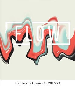 Vector illustration of artistic paint flow - red, black and green wash with copy space. Abstract background in retro nostalgia style.