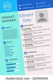 Vector illustration of artistic resume design template 