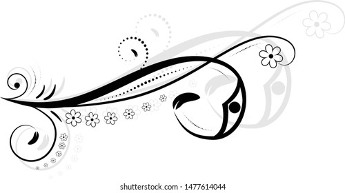 Vector illustration of artistic template of floral swirls in isolated white background