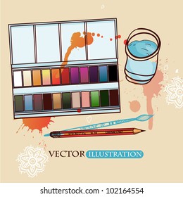 vector illustration of artistic tools