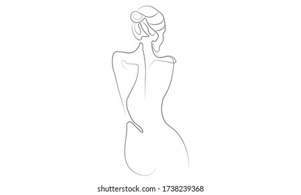 A vector illustration artwork of a backless nude woman 