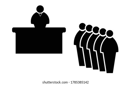 A vector illustration artwork of  business people  in a line queue.