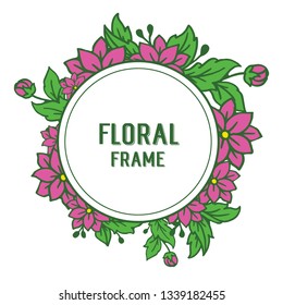 Vector illustration artwork circular purple floral frame