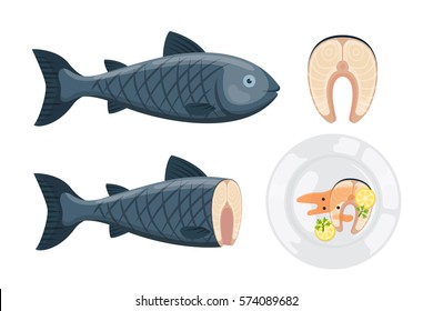 Vector illustration for artwork codfish plate.