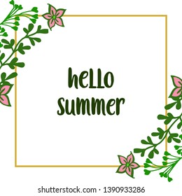 Vector illustration artwork of leaf wreath frame for greeting card of hello summer