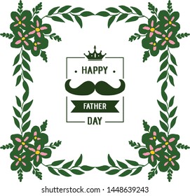 Vector illustration artwork leaf wreath frame with banner happy father days