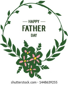 Vector illustration artwork leaf wreath frame with banner happy father days