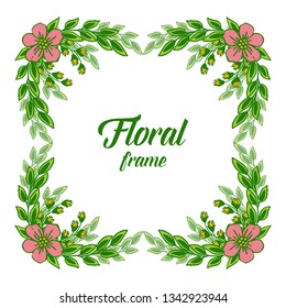 Vector illustration artwork pink floral frame for greeting card hand drawn