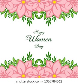 Vector illustration artwork pink flower with decorative happy women day hand drawn