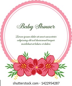 Vector illustration artwork pink flower frame with design of card baby shower
