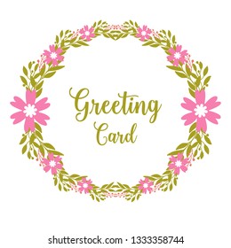 Vector illustration artwork pink wreath frame for greeting card hand drawn