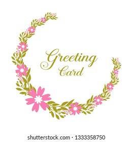 Vector illustration artwork pink wreath frame for greeting card hand drawn