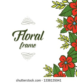 Vector illustration artwork red floral frames bloom